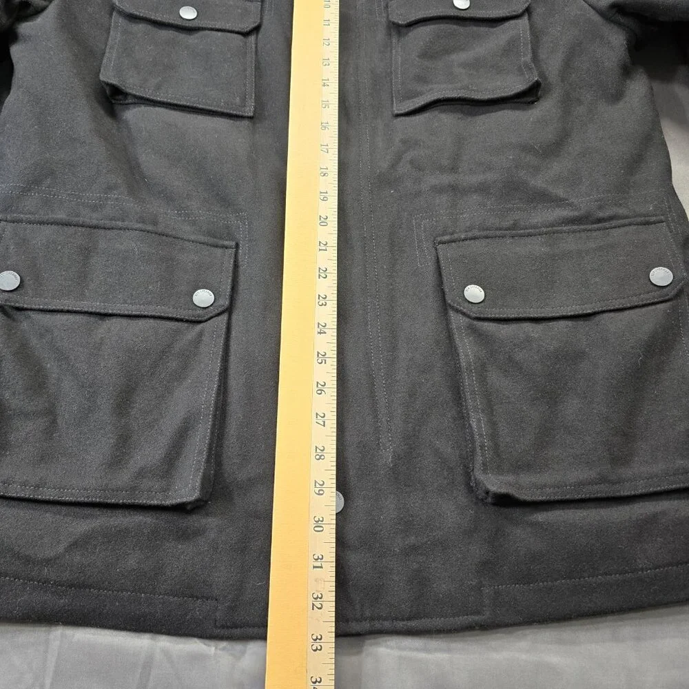 Ben Sherman Wool Blend Black Military Utility Jacket - Men XXL Quilted Lining